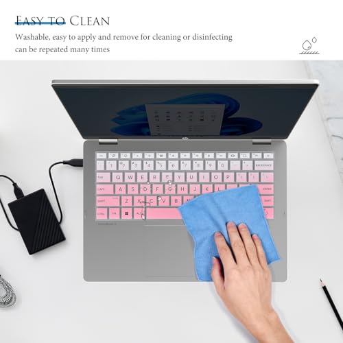 Keyboard Cover Skin for 14" HP OmniBook Laptop 14-fe0097nr / OmniBook 5 AI PC 14-he0099nr 14-he0017nr / OmniBook 5 Flip 14-fp0000 14-fp0057nr(Not for OmniBook X Flip 14-fm 14-fk 16-ar)-Gradual Pink - color: Gradual Pink