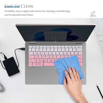 Keyboard Cover Skin for 14" HP OmniBook Laptop 14-fe0097nr / OmniBook 5 AI PC 14-he0099nr 14-he0017nr / OmniBook 5 Flip 14-fp0000 14-fp0057nr(Not for OmniBook X Flip 14-fm 14-fk 16-ar)-Gradual Pink - color: Gradual Pink