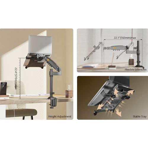 NB SmooVex™ Laptop Mount with Adjustable Tray for 10-17” Notebook, Full Motion Arm with VESA Plate for Monitor Upto 32"