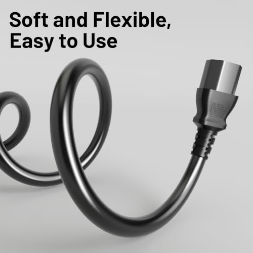 Vockjour Universal 5ft(1.5m) Power Cord, 3-Prong Pure Copper ETL, Black | 10 Amps 125 Volts NEMA 5-15P to C13 AC Cable for TV Monitor PC Printer PlayStation Samsung Dell HP Sony LG Apple Vizio Asus - size: 5FT