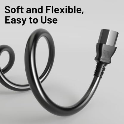 Vockjour Universal 5ft(1.5m) Power Cord, 3-Prong Pure Copper ETL, Black | 10 Amps 125 Volts NEMA 5-15P to C13 AC Cable for TV Monitor PC Printer PlayStation Samsung Dell HP Sony LG Apple Vizio Asus - size: 5FT