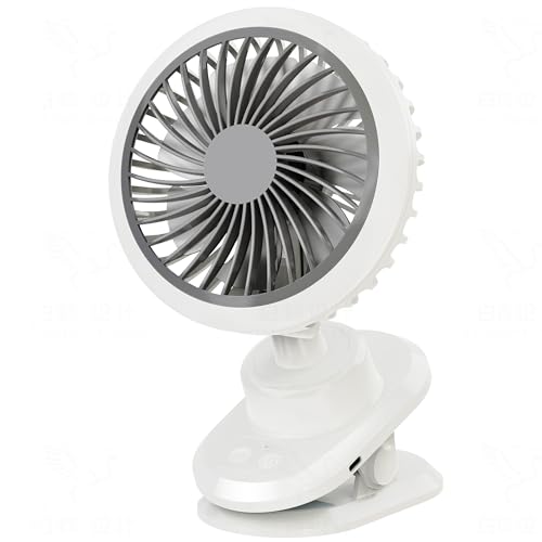 10000mAh Oscillating Desk Clip on Fan,USB Rechargeable,Portable Small Personal Fans,6-Inch Quiet,5Speed Strong Wind,Sturdy Clip,for Office/Bedroom/Room/Camping/Travel/Tent/Stroller.White