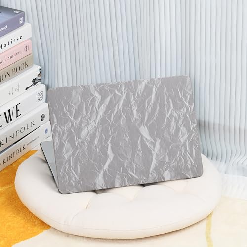 DTangLsm for MacBook Air 13 inch Case M1 2021-2018 A2337 A2179 A1932, Grey | Textured Leather MacBook Air 13.3 Case, Plastic Hard Shell Logo Cutout Cover for MacBook Air 13 Laptop Case+Keyboard Cover - color: A97-Wrinkle Grey