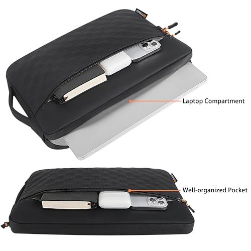 DOMISO 14 Inch Laptop Sleeve, Waterproof Shockproof Protective Case with Handle, Fits MacBook Pro/Dell XPS/HP 14" Laptops, Black - color: Black, size: 14 inch