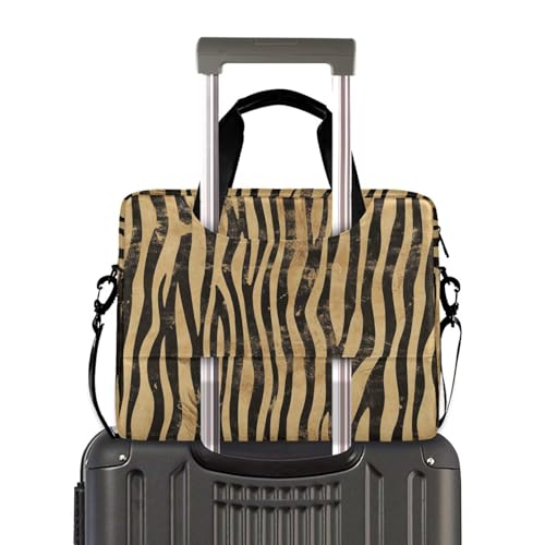 Laptop Carrying Case with Zipper Portable Crossbody Messenger with Handle and Shoulder Strap 15 6 inch Case Zipper Boho Vintage Simplified zebras Stripes