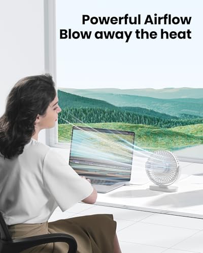 Gaiatop USB Desk Fan, 5.5 Inch Small Quiet Powerful 3 Speeds 90° Rotate, Personal Mini Portable Desktop Table Fans, Cooling for Home Office Car Travel Indoor Outdoor White | USB Powered, 5ft Cable, Mini Personal Desktop Table Fans, Powerful Cooling for Ho