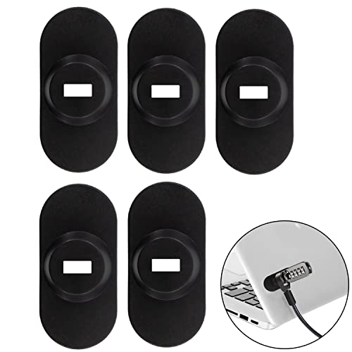 5Pack Anti Theft Self-Adhesive Security Plate with Slot for Cables to Lock Down Laptops, Mac Book, Tablets, iPad, or Other Computer (Black) - color: Black lock slot-5Pack