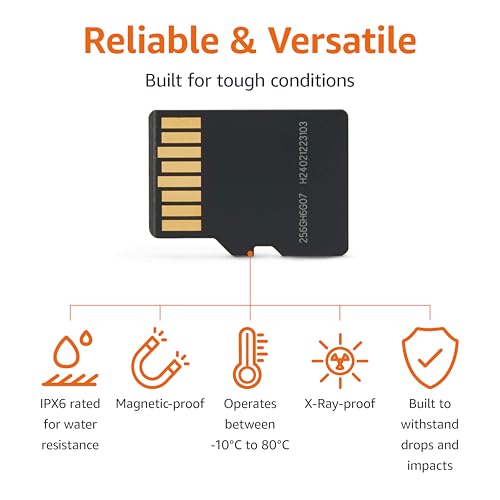 Amazon Basics 256GB microSDXC Memory Card with Adapter for Action Cameras, Full HD, Drones, Tablets, Smartphones, Read Speed Up to 200MB/s, 1-Pack - size: 256GB