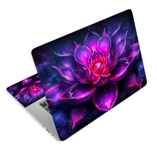 Universal Laptop Skin Decal, 3-Piece Vinyl Protector for 12 13 14 15.6" Notebook, Waterproof Anti-Scratch, Easy Trim & Bubble-Free Finish, Purple Glowing Lotus - color: Purple Glowing Lotus