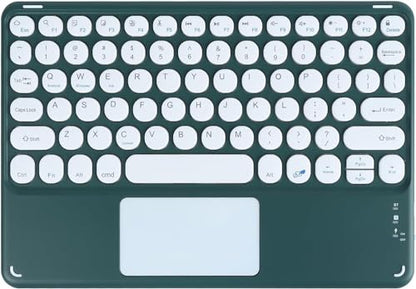 Wireless Keyboard with Touchpad, Ultra-Thin Rechargeable Bluetooth Keyboard Mini with Trackpad, Round Keys for iPad pro/iPad/iOS/Mac OS/Windows/Android (Dark Green) - color: Dark Green