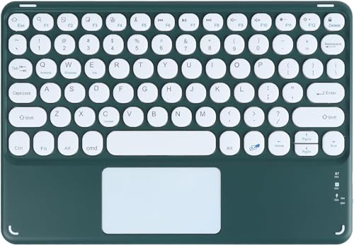 Wireless Keyboard with Touchpad, Ultra-Thin Rechargeable Bluetooth Keyboard Mini with Trackpad, Round Keys for iPad pro/iPad/iOS/Mac OS/Windows/Android (Dark Green) - color: Dark Green