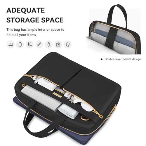 Ferkurn 15.6 16 Inch Laptop Case Bag for Women Men Compatible with MacBook Pro M5/HP OmniBook Omen Envy/Lenovo Yoga IdealPad/Dell Pro Inspiron, Carrying Briefcase Computer Messenger Bag Case, Black - color: Black, size: 15-15.6 inch