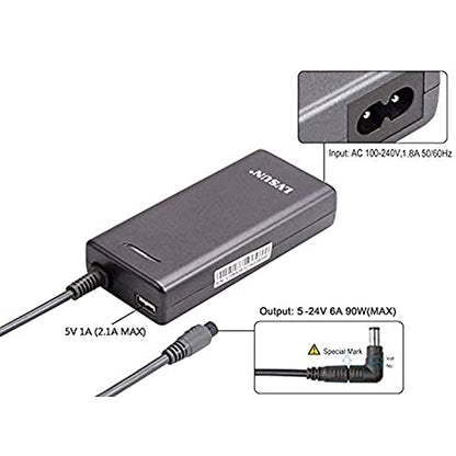Universal Laptop Charger 90W, Slim AC Adapter Power Supply Cord with USB Port for Mobile Phones| Tablet Compatible with Dell Lenovo Toshiba Acer Asus Gateway IBM and Most Notebooks