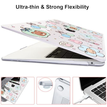 for MacBook Air 13 inch Case M1 A2337 A2179 A1932 2018-2021 Release|Pattern Plastic Hard Shell Case & Keyboard Cover & Screen Protector, Cute Little Bear - color: Cute Little Bear
