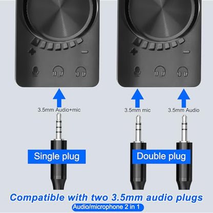 MEIRIYFA External USB Sound Card Virtual 7.1 Surround Sound USB 2.0 Sound Card Adapter for PC with Volume Control, USB to 3.5mm Jack Audio Adapter Cable Plug and Play