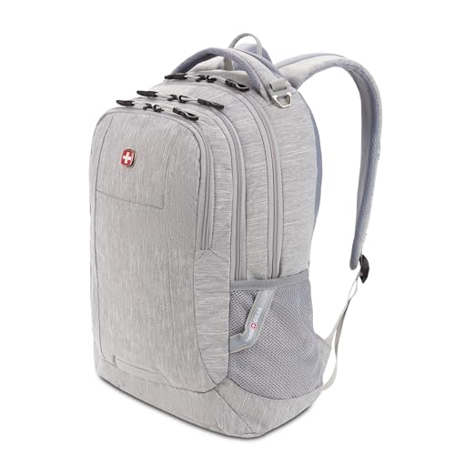 SWISSGEAR Cecil 18-Inch Laptop Backpack Fits 16-Inch Laptop, Travel Daypack with Organizer Pockets, Water Bottle Holders & Padded Straps – Light Grey - color: Light Grey