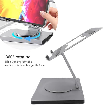 LICAEVEY Laptop Docking Station Stand, 10 in 1 USB C Hub with 100W PD Charging 4K HDMI Gigabit Ethernet Foldable Riser for Laptops Under 16 Inches