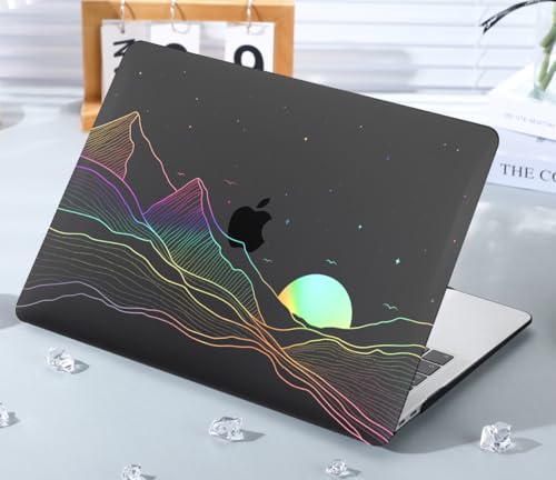 Compatible for MacBook Air 15 inch Case 2026 M5, 2023-2025 M4/M3/M2 A3448 A3241 A3114 A2941, Protective Plastic Hardshell & Keyboard Cover for Mac Air 15 inch Case, Clear Black Sunrise - color: 01 Clear Black Sunrise