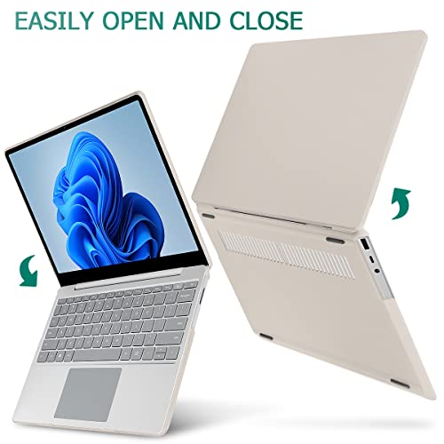 May Chen Compatible with Microsoft Surface Laptop Go 3 Go 2 Go 1 12.4 Inch Model 1943 2013 (2023 2022 2020 Release), Plastic Hard Shell Case with Screen Protector + Keyboard Cover + Dust Plug, Stone - color: Stone