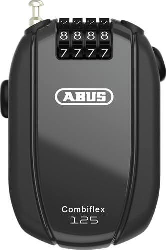 ABUS Combiflex Cable Lock - Lock for securing skis, Helmet, pram and Luggage - Trip 125-125 cm Long - 3 mm Thick - with Number Code - Black - color: Black, size: 125 cm
