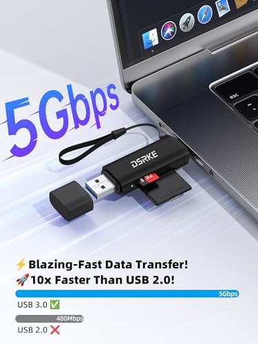 SD Card Reader, Dual Slots USB 3.0 USB C to Micro SD Card Adapter | Aluminum Memory Card Reader for SD/microSD/SDXC/SDHC. Compatible with iPhone 17/16/15, MacBook Pro/Air, iPad & Android - color: Classic Black