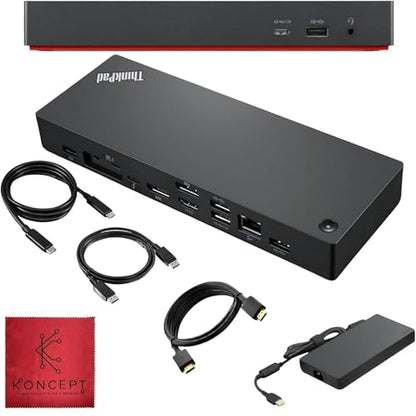 40B00135US Lenovo Docking Station Thunderbolt 4 Dock - Thinkpad Docking Station USB C with 135W, HDMI, DisplayPort & USB-C to C Cables (Renewed)