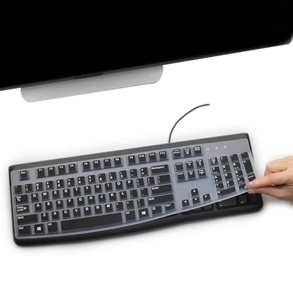 2 Pack Keyboard Cover for Logitech K120 & MK120 Ergonomic Desktop USB Keyboard, Logitech K120 & MK120 US Layout Waterproof Anti-Dust Keyboard Skin-Black+Clear - color: Black+Clear
