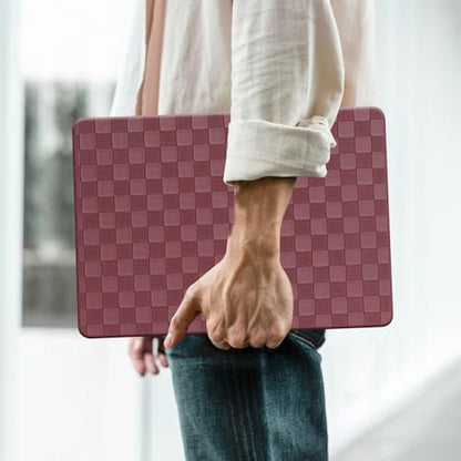 for MacBook Neo Case 13-Inch,Checkerd Print,Leather Textured | Logo Cutout，Keyboard Skin, Anti-Fingerprint, Anti-Scratch, Slim, Lightweight, Burgundy - color: Checkerboard Burgundy