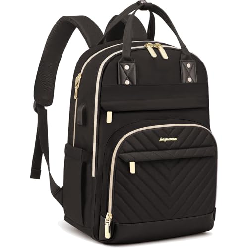 Laptop Backpack for Women Work Bag - 15.6 inch Black Travel Backpack College Backpack with USB Charger Business Office Back Pack for Teacher Casual Waterproof Bookbag for Nurses - color: 21-black, size: 15.6 Inch