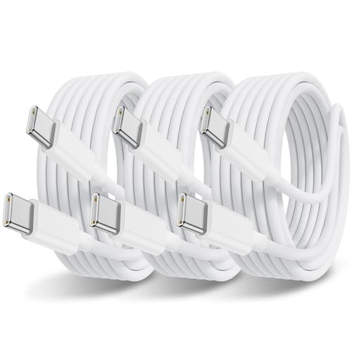 Essri USB C to USB C Cable 6FT for Apple iPhone 16 15 Charger Cord,3Pack 60W C to C Cable Fast Charging Wire for iPhone 16 15 Pro Plus Pro Max iPad Pro/Air MacBook Pro/Air,for Galaxy S24 S23 and More - color: White, size: 3Pack 6Feet 60W