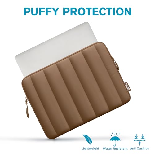 TECOOL Puffy Laptop Case 13.3 inch,13-13.3 inch Laptop Sleeve for MacBook Air 13 inch M5(2026) M4 M3 M2 M1,Macbook Neo 13 A18, Mac Pro 13/Mac Pro 14 M5 Waterproof Notebook Sleeve with Small Case,Brown - color: Brown, size: 13.3 Inch