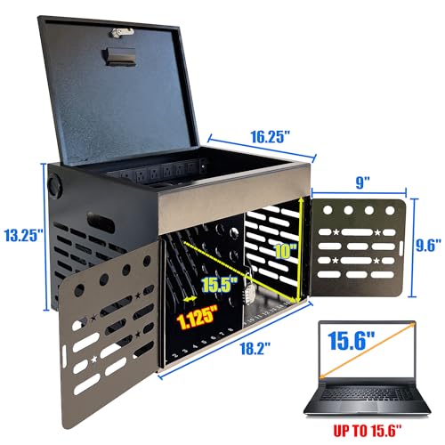 16-Device Laptop & Tablet Charging Cabinet with Combination Lock, Fully Assembled Metal Charging Station for Chromebooks, iPads & Devices Up to 15.6", Classroom & Office Storage Organizer - color: Black With 16-device Combo-lock Charging Cabinet