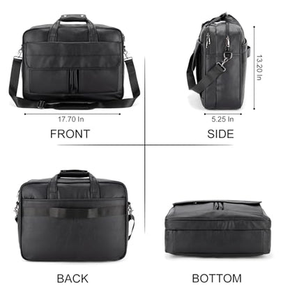 Boardingblue Men's Leather Messenger Bag, 15.6 Inches Laptop Briefcase Business Satchel Computer Handbag Shoulder Bag for Men - color: Black