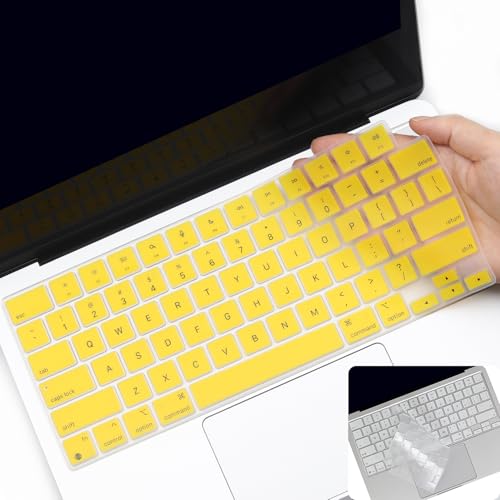 2 Pack Keyboard Cover for 2026 MacBook Neo 13" (Touch ID) & MacBook Pro 14"/16" M5-M1 Pro/Max, M5-M2 & MacBook Air 13"/15" M5-M1, Keyboard Protective Skin US Layout-Yellow - color: yellow+TPU