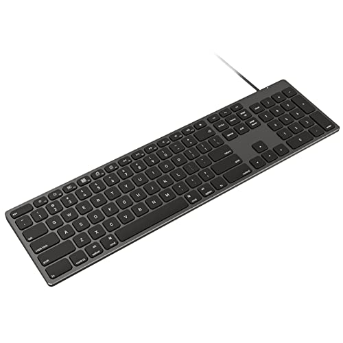 9H Aluminum USB Wired Keyboard with Numeric Keypad for Mac & PC | Compatible with Mac Pro, Mini, iMac, MacBook Pro/Air, Laptops and PC Computers - color: Black