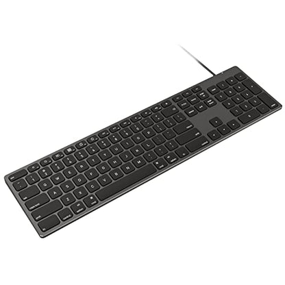 9H Aluminum USB Wired Keyboard with Numeric Keypad for Mac & PC | Compatible with Mac Pro, Mini, iMac, MacBook Pro/Air, Laptops and PC Computers - color: Black