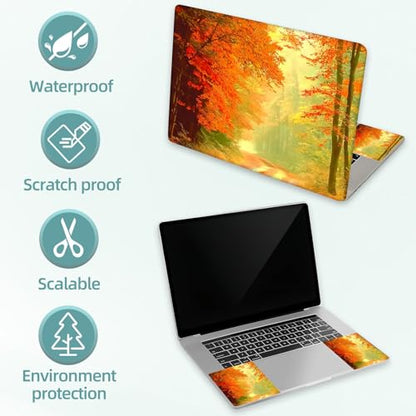 Universal Laptop Skin Decal, 3-Piece Vinyl Protector for 12 13 14 15.6" Notebook, Waterproof Anti-Scratch, Easy Trim & Bubble-Free Finish, Autumnal Woodland - color: Autumnal Woodland