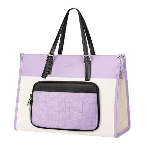 MATEIN Work Tote with Lunch Compartment, 15.6 Inch PU Leather Laptop Bags | Lightweight Lunch Purse for Women, Laptop Compartment, Insulated Cooler, Leakproo, Travel, Picnic, Ladies Gift, Light Purple - color: Light Purple, size: 15.6 Inch