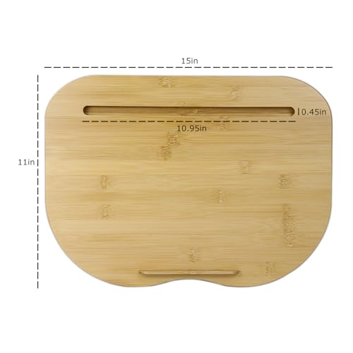 Bamboo Lap Desk for Laptop with Cushion-Fits up to 15 inch | Computer Laptop Stand with Phone Hoder Anti-Slip Stopper - size: 15"x11"