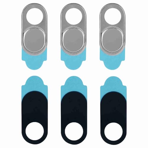3-Pack Metal Webcam Cover Stickers Silver Slider Camera Blocker fit for Smartphone Tablet Laptop PC Slim Secure Adhesive - color: Silver