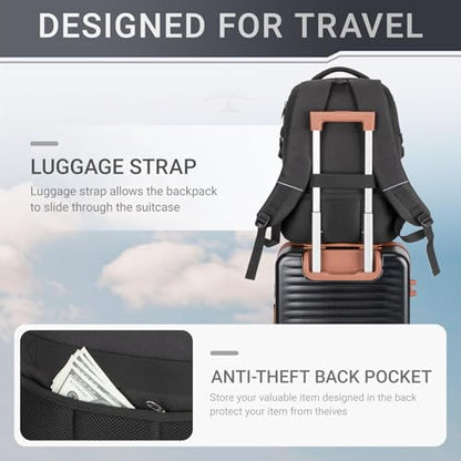 40L Expandable Laptop Backpack, Anti-thief Travel Backpack, Airline Approved Business Waterproof Carry on Luggage, Fits 15.6" Laptop for Men Women - color: Black, size: 15.6 inches