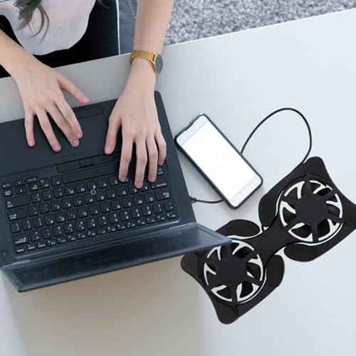 Balacoo Portable Foldable Laptop Cooling Pad with Dual USB Fans Compact Design for Efficient Heat Dissipation and Slip-Resistant Protection for Notebook Use