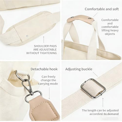 Eagerrich Canvas Crossbody Tote Bag with Multi Pockets for Women Work Large Handbags Shoulder Bag Messenger Bag Travel Purse - color: Green