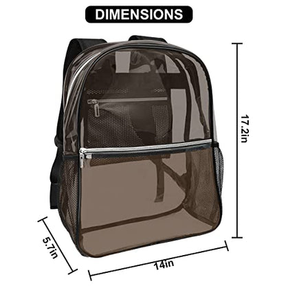 Clear Backpack Heavy Duty TPU, 17.2 Inch Transparent Bookbag for School College Work Travel, Large See Through Backpack with Laptop Compartment, Reinforced Padded Straps, Black - color: Black