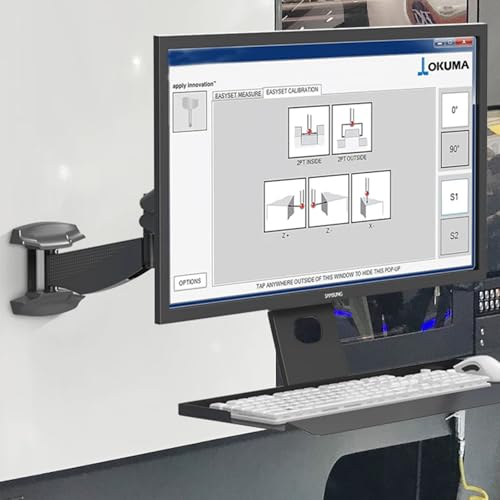 Wall Mounted Sit-Stand Single Monitor Workstation, Single Monitor and Keyboard Stand, with Gas Spring Arm & Folding Tray, Adjustable Height Angle, Max Load 22 Kg, for 17"-35"(60cm) - size: 60cm