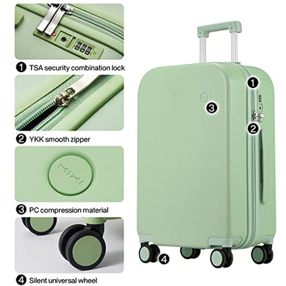 mixi Luggage Suitcase with Spinner Wheels, Hardside Rolling Suitcase PC with Cover & TSA Lock Lightweight Travel Case 26in Checked in, Avocado Green - color: Avacado Green, size: 26in Checked in