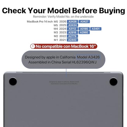 Soonjet Matte Case for MacBook Pro 14 inch M5 M4 M3 M2 M1 2026-2021 Laptop | Anti Cracking, Color Match, Space Gray Clear, Protective Hard Shell Cover, Fingerprint & Scratch Resistant, Ultra Thin Fit - color: Frosted Space Gray