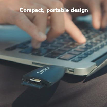 Lexar Multi-Card 2-in-1 SD/Micro SD Card Reader, Up to 312MB/s, USB 3.1 | Compatible w/ USB 3.1 & 2.0, Simultaneous Transfer, Compatible w/ PC, Laptop, Tablet, Smartphone, Compact, LRW450UBNA - style: Micro SD / SD 2-in-1 USB 3.1