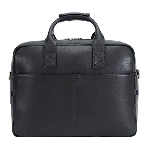 Polare Leather Briefcase for Men Business Travel Messenger Bags 15.6 Inch Laptop Bag YKK Metal Zipper - color: Napa Black(updated Version)