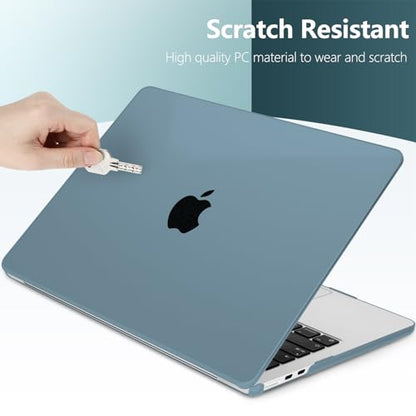 TWOLSKOO Compatible with MacBook Air 13 inch Case M5 2026 M4 2025 M3 M2 2024-2022 A3449 A3240 A3113 A2681, Plastic Hard Shell & Keyboard Cover & Screen Film for MacBook Air 13.6 inch, Matte Blue - color: Matte Blue